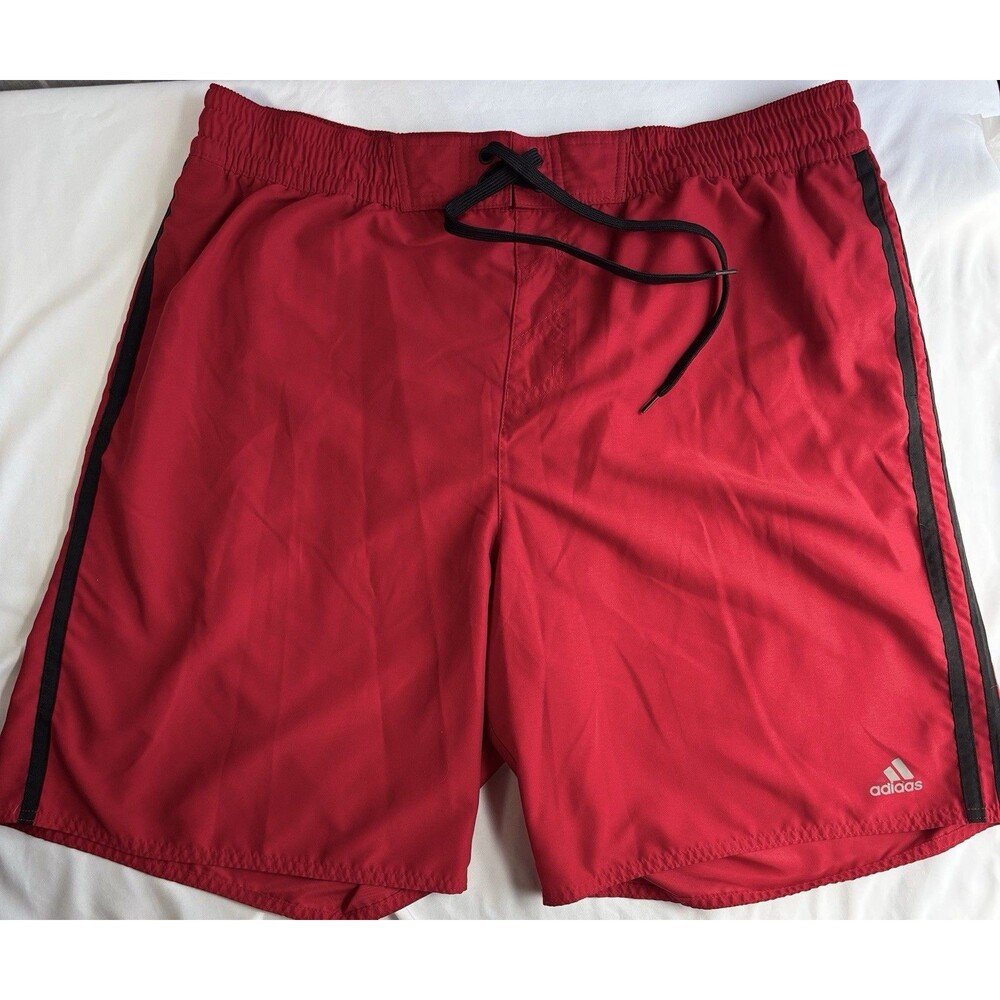 Adidas Mens Red Swim Trunks Board Shorts Mesh Lined Size XXL
